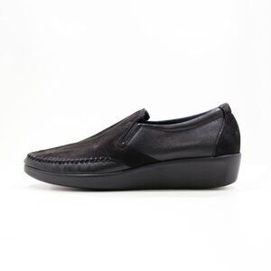 SAS Dream Black Leather 2" Hidden Heel Loafers - Women's 11 M